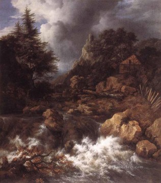  fall Painting - Waterfall In A Mountainous Northern Landscape Jacob Isaakszoon van Ruisdael river
